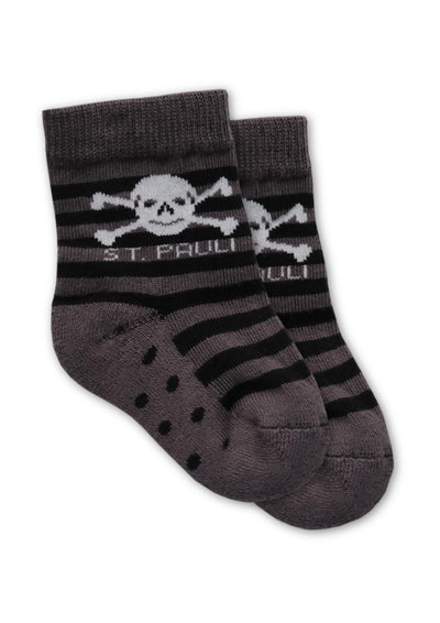 Baby Socken Totenkopf anthra Streifen - Gallery