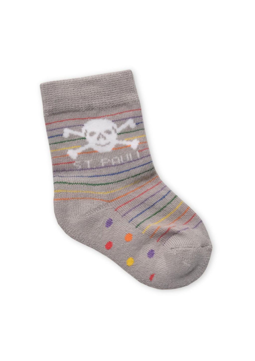 Baby Socken Totenkopf Regenbogen Streifen grau - Cover
