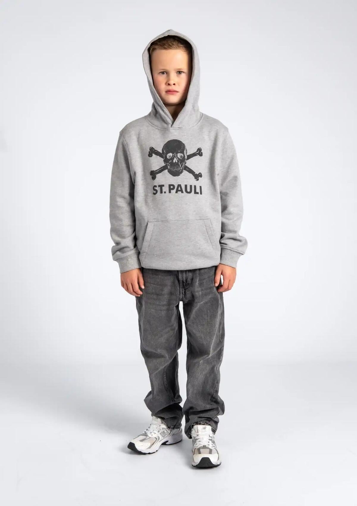 Kinder Kapuzenpullover Totenkopf Grau - Cover
