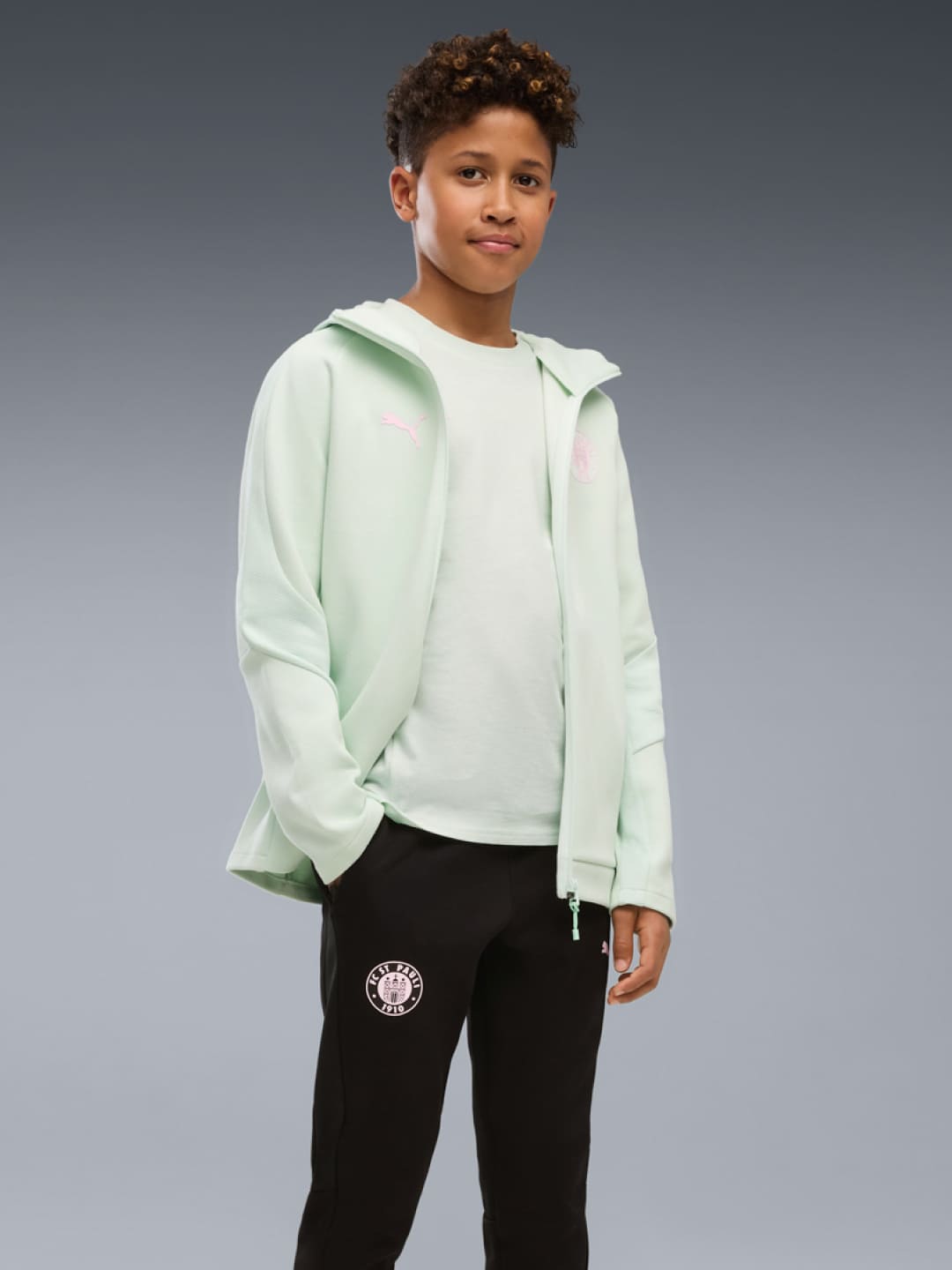 Puma - Kinder EVOSTRIPE Hooded Jacket mint 2026-27 - Gallery