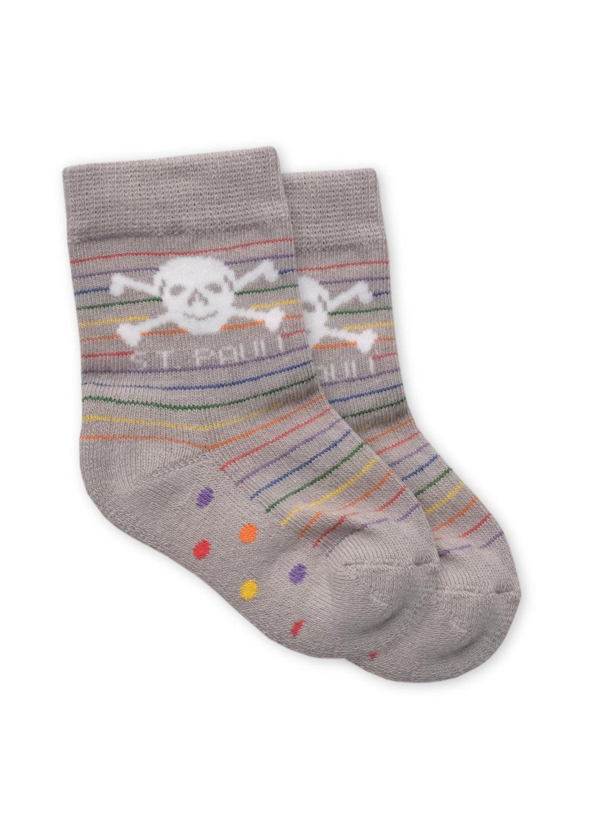 Baby Socken Totenkopf Regenbogen Streifen grau - Gallery