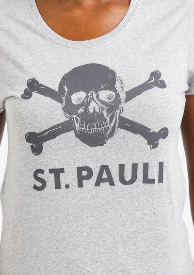 Frauen T-Shirt Totenkopf Grau - Gallery