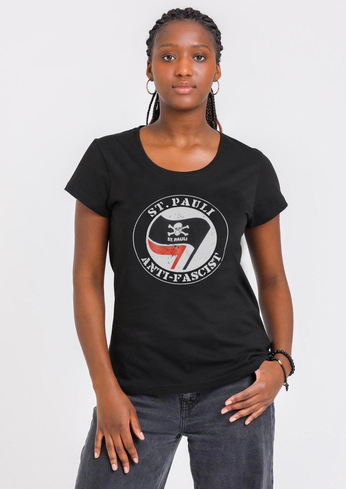 T-Shirt - tailliert "Anti Fascist Schwarz" - Gallery