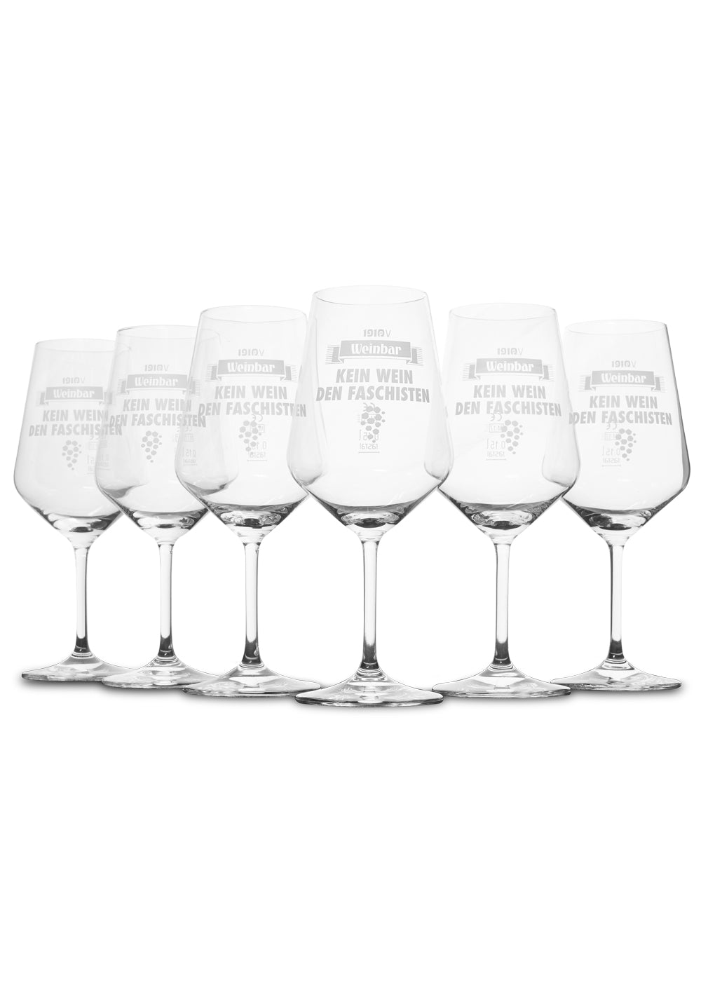 Weinglas 6er Set  "Kein Wein den Faschisten"