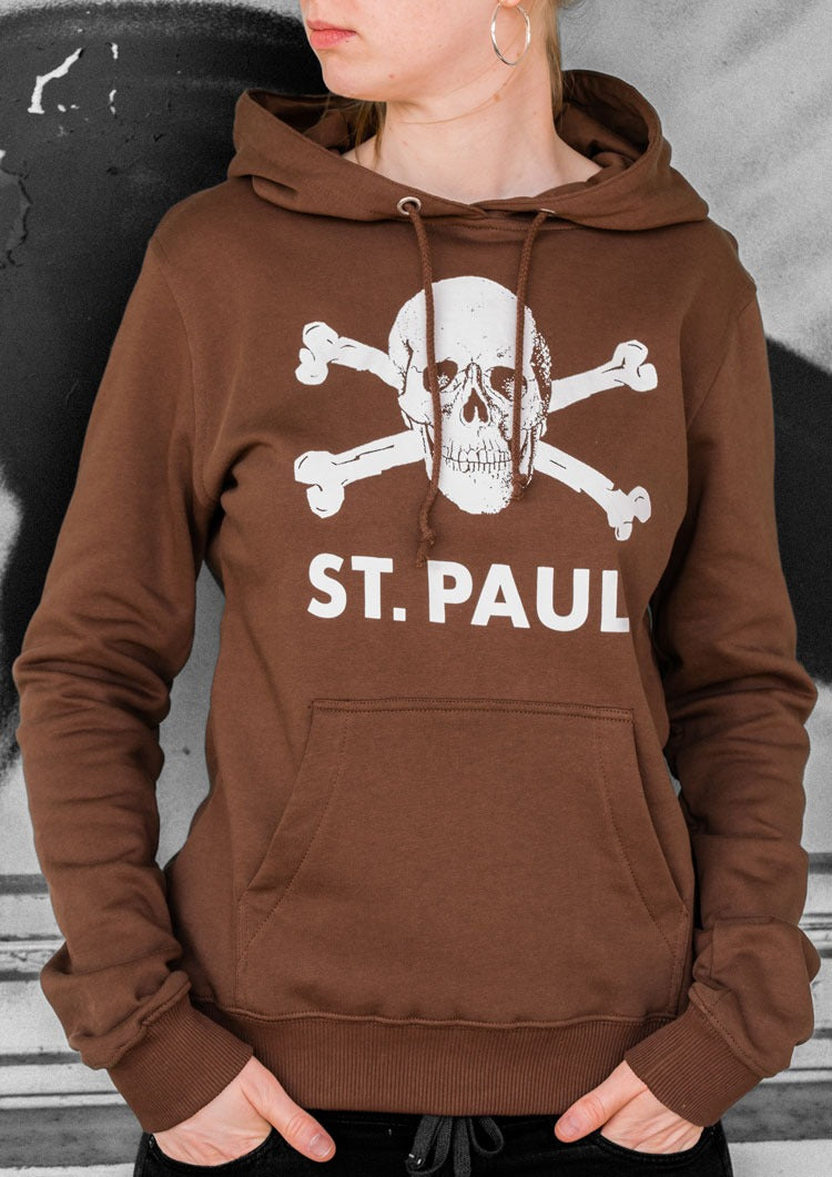 Kapuzenpullover tailliert Totenkopf Braun