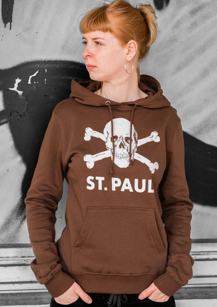 Kapuzenpullover tailliert Totenkopf Braun