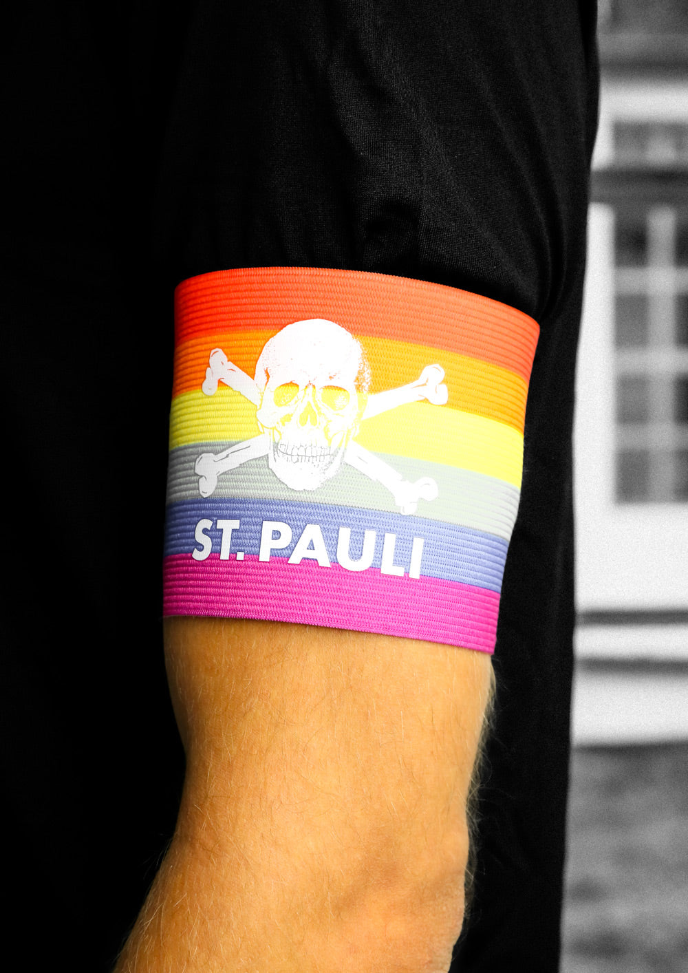 Kapitänsbinde Regenbogen Totenkopf