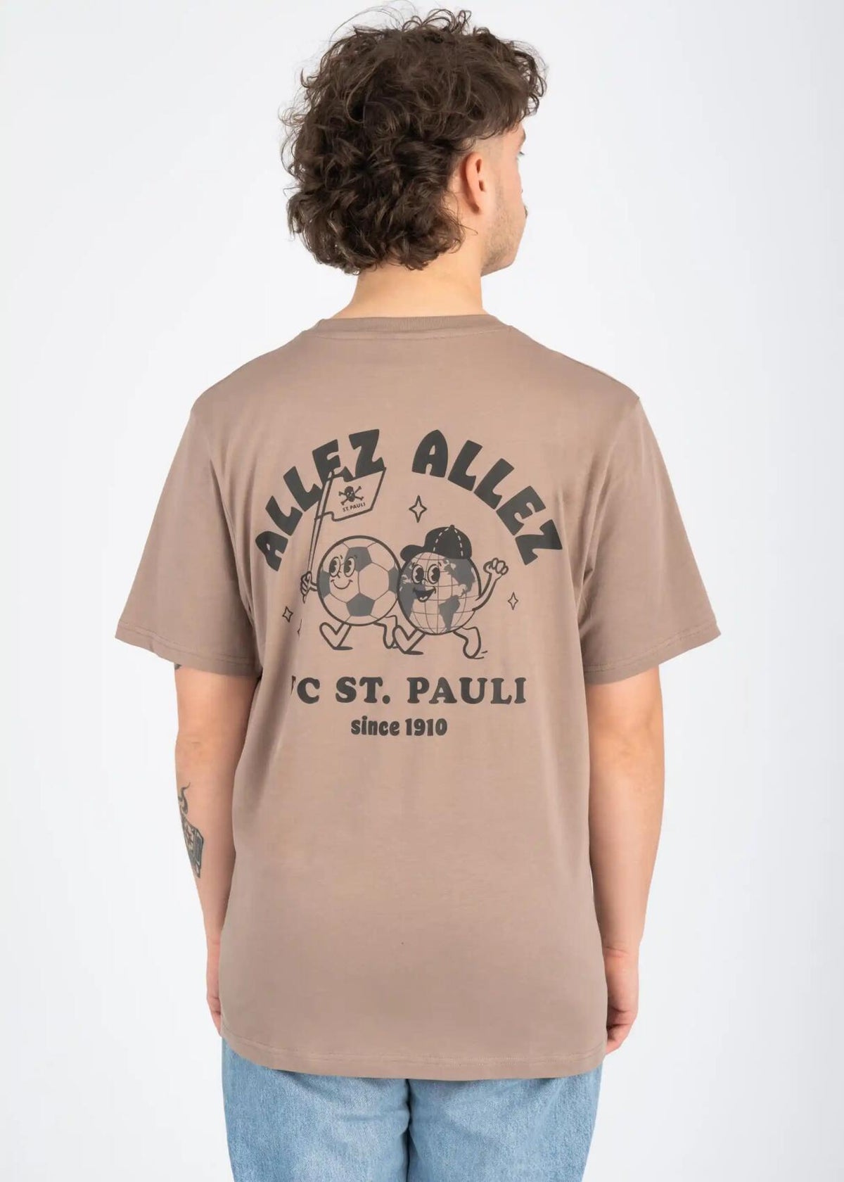 T-Shirt "Allez Allez" hellbraun/schwarz