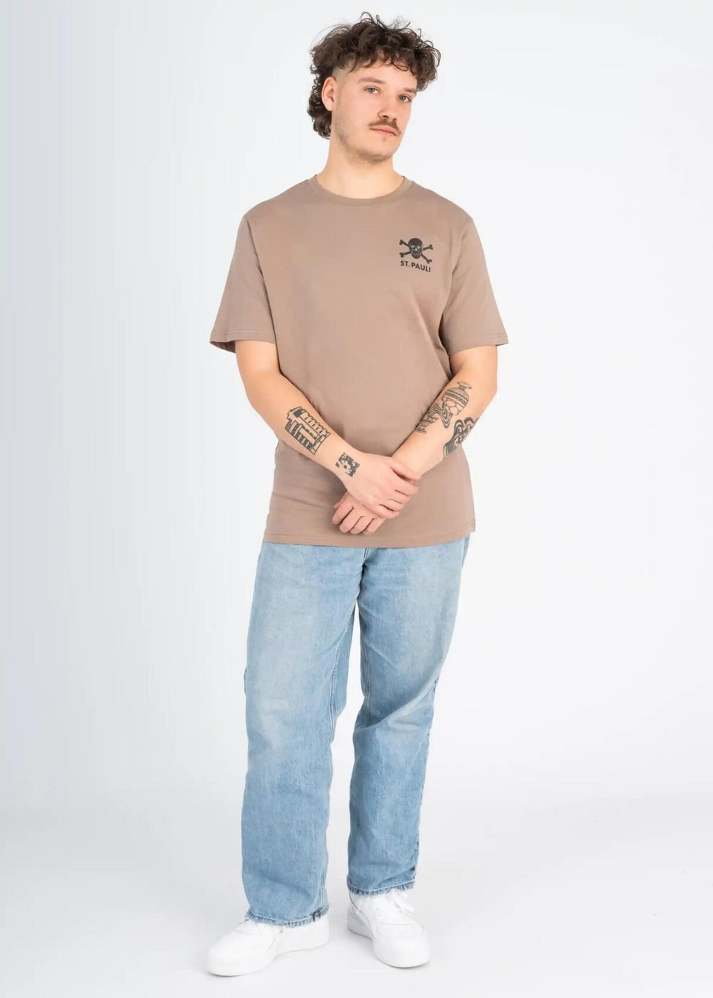 T-Shirt "Allez Allez" hellbraun/schwarz