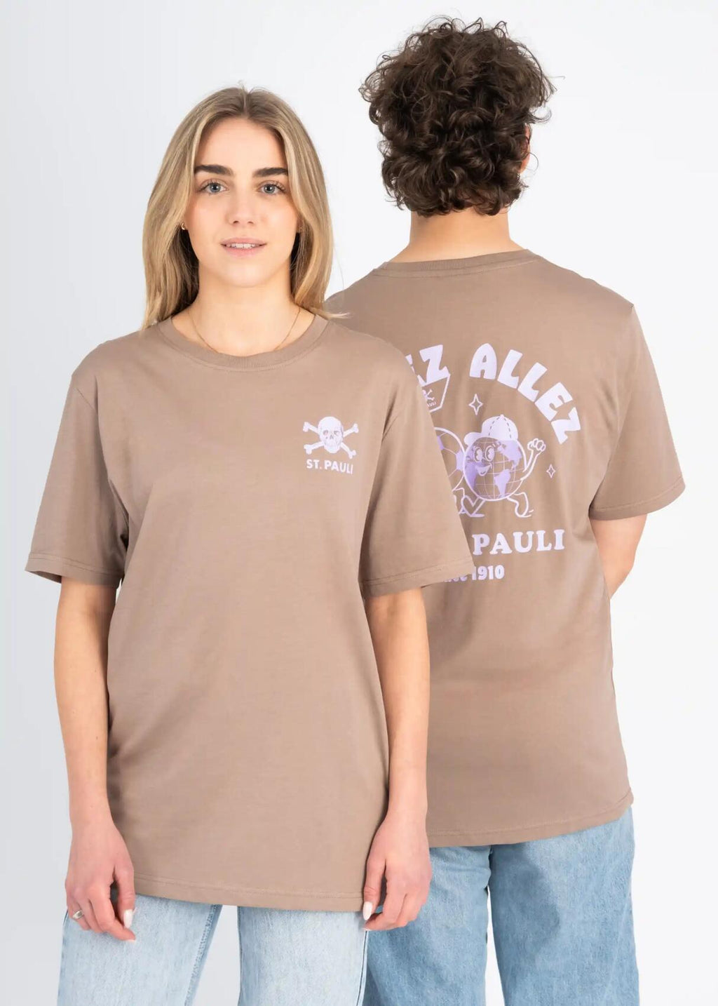 T-Shirt "Allez Allez" hellbraun/lila