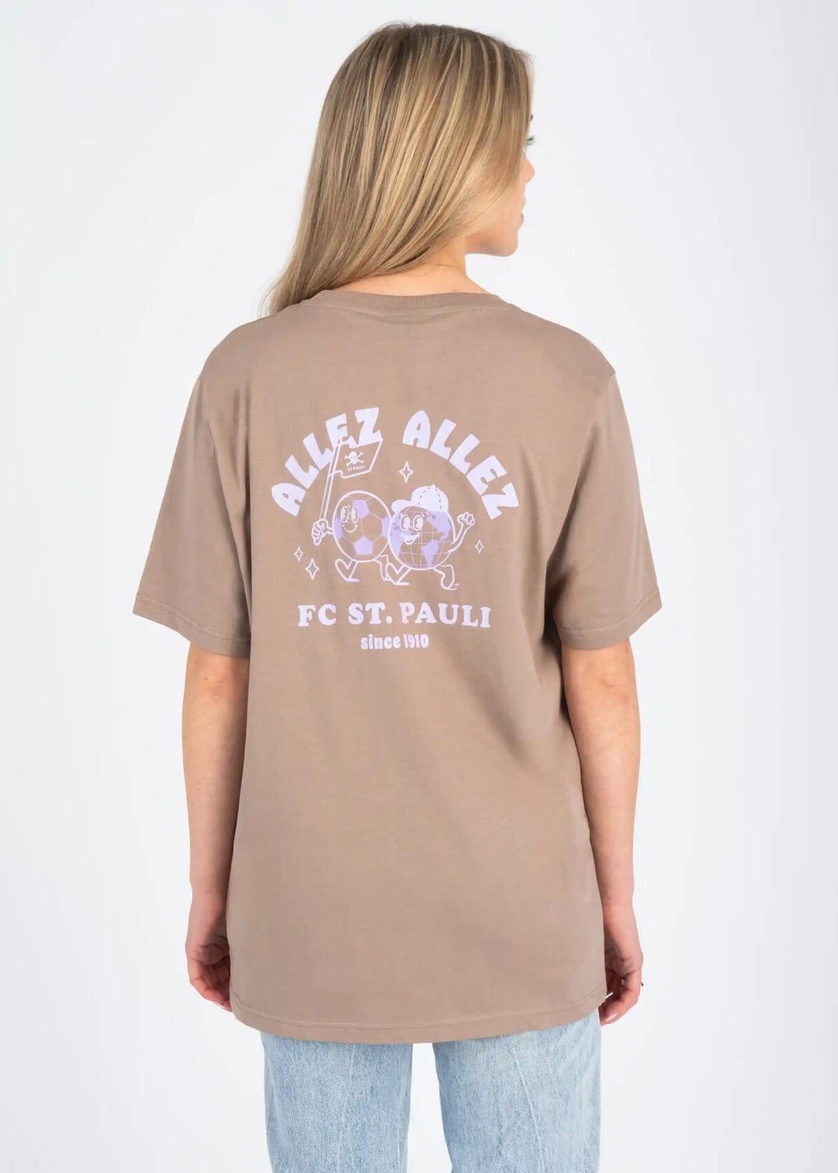 T-Shirt "Allez Allez" hellbraun/lila