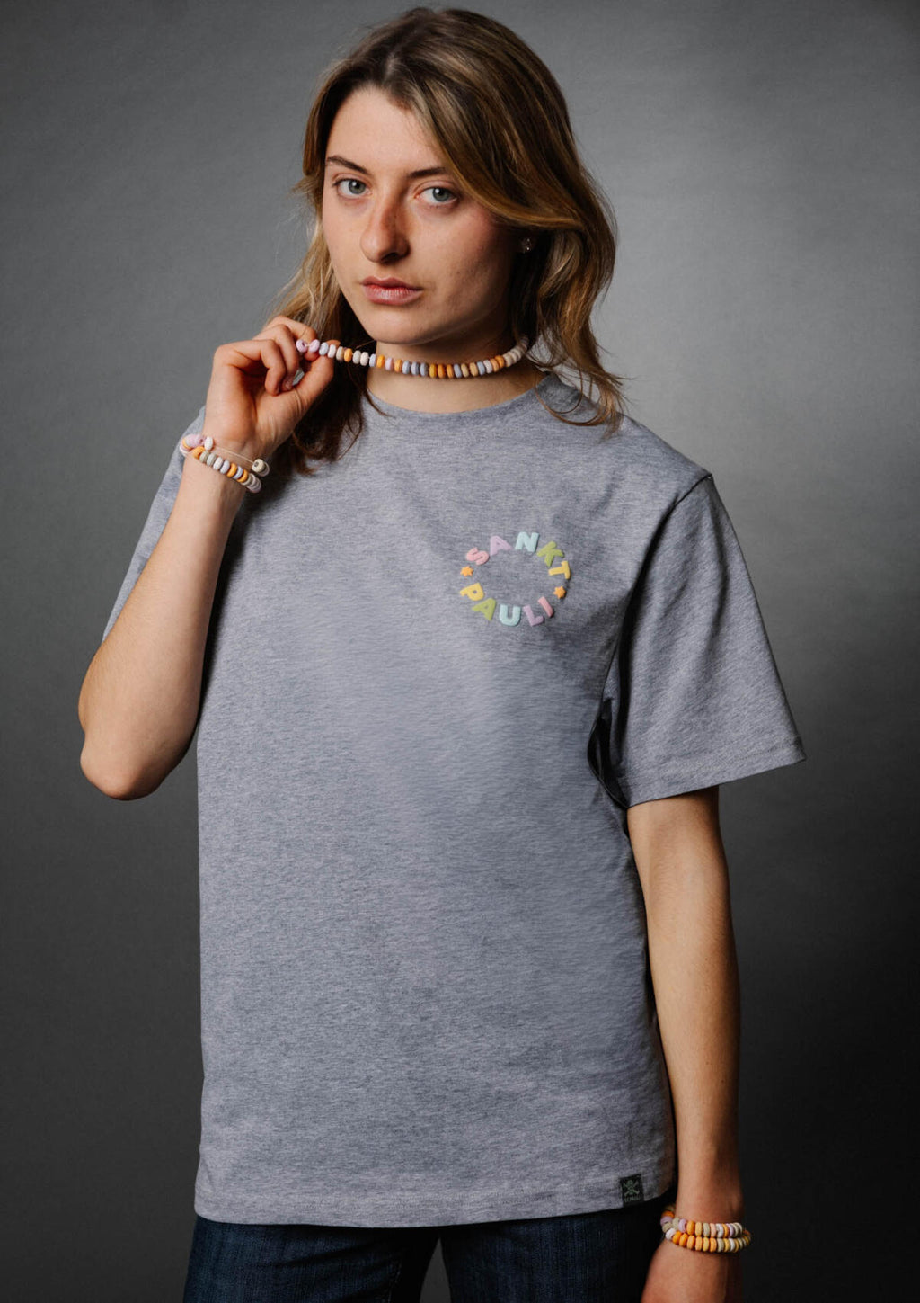 T-Shirt Rainbow Circle -Grey Melange