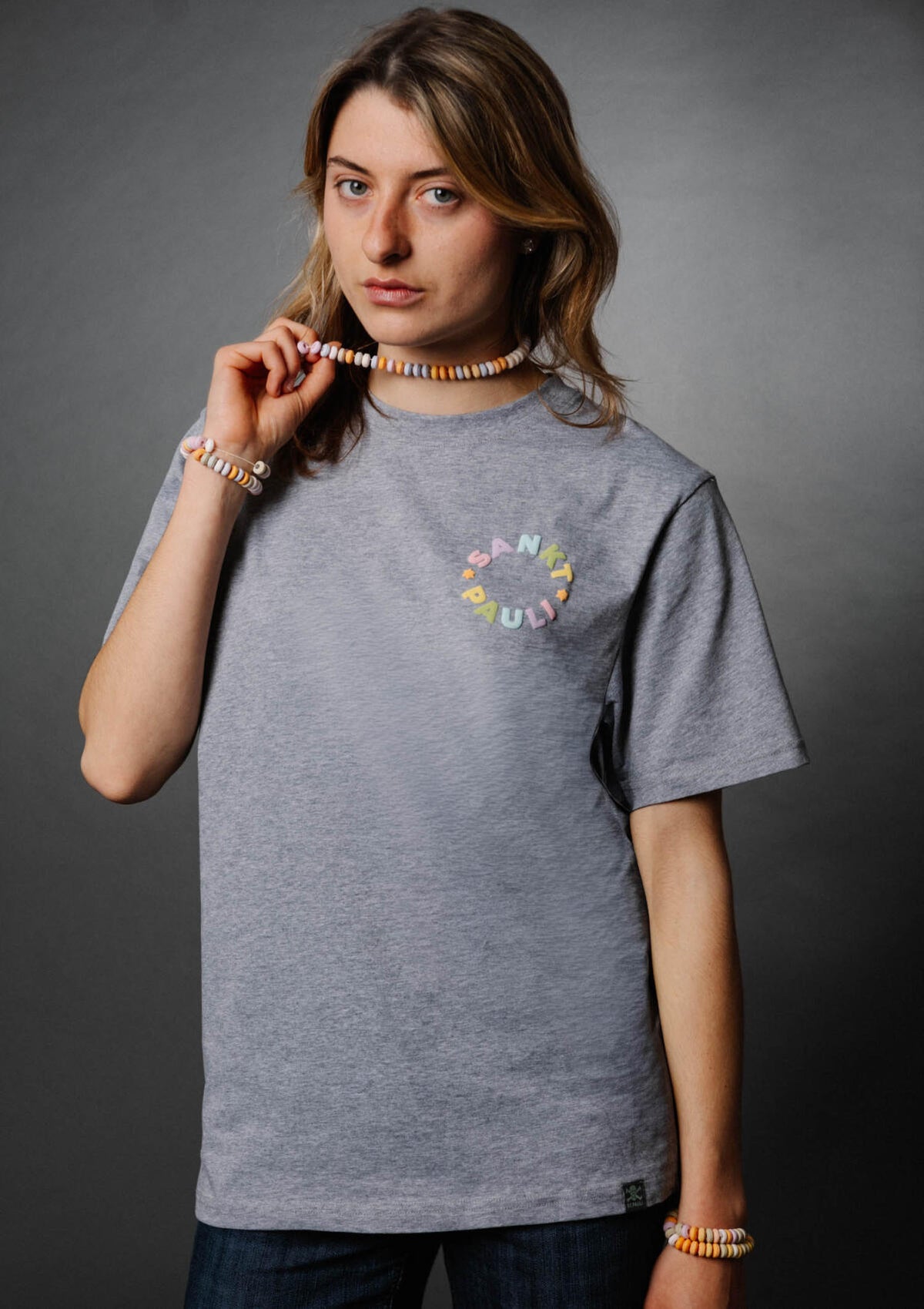 T-Shirt Rainbow Circle -Grey Melange