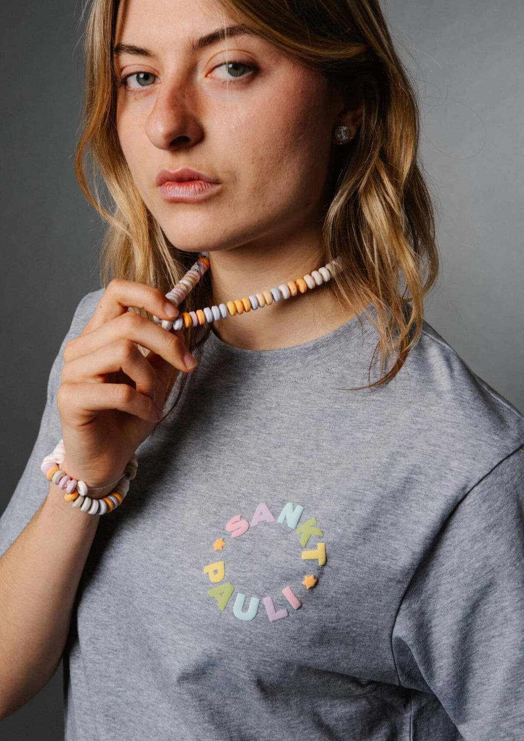 T-Shirt Rainbow Circle -Grey Melange