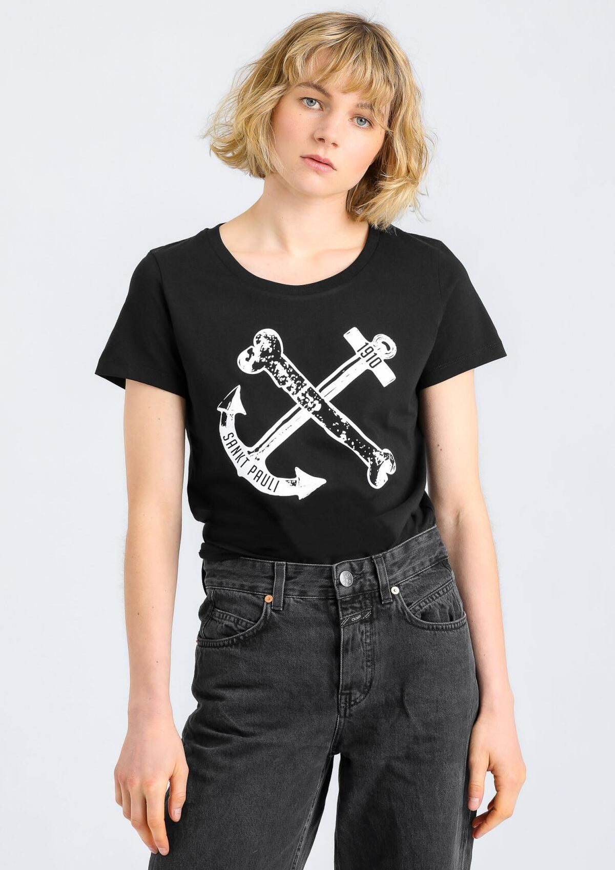 T-Shirt - tailliert "Anker Schwarz"