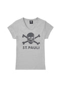 Frauen T-Shirt Totenkopf Grau 