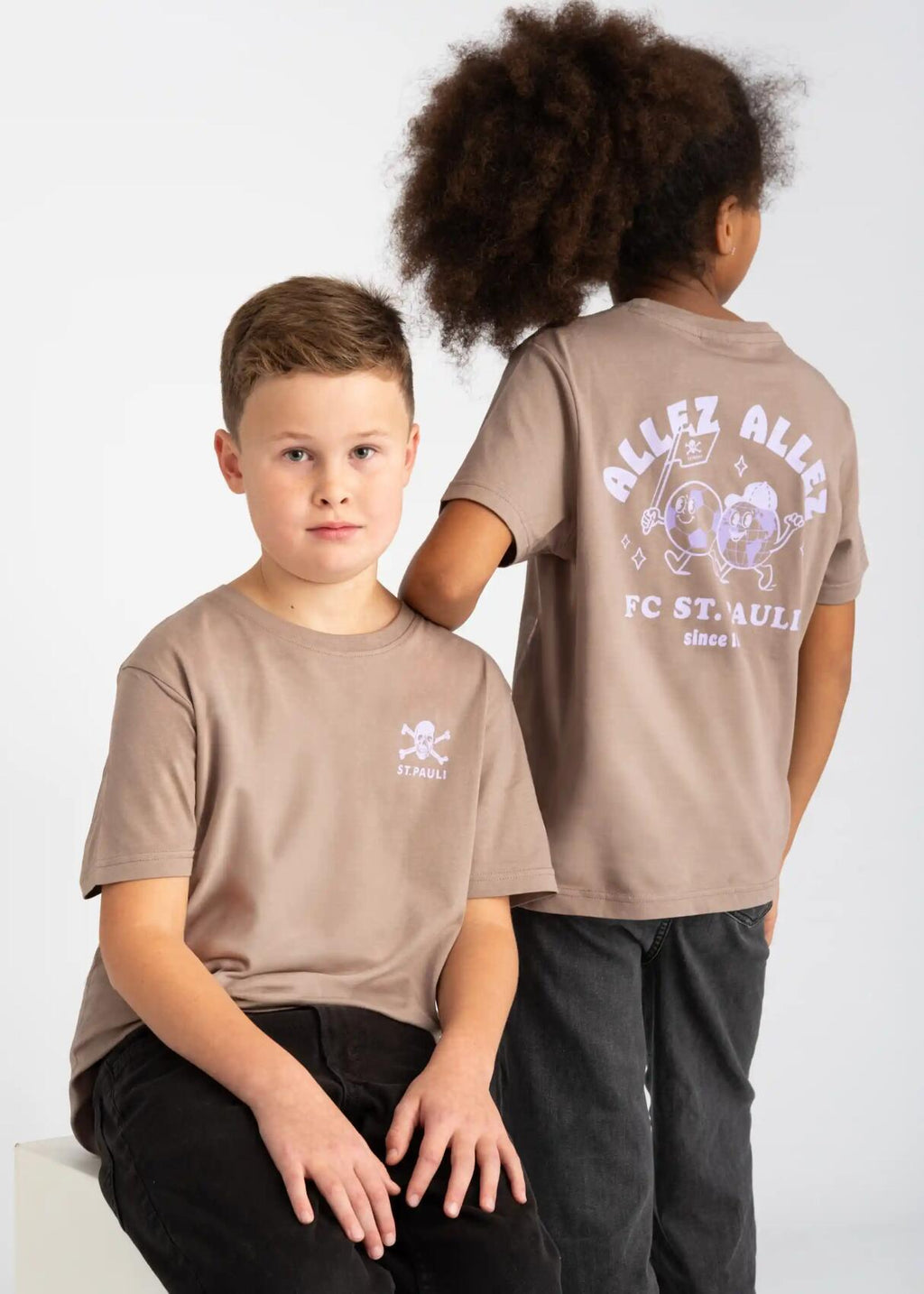Kinder T-Shirt "Allez Allez" hellbraun