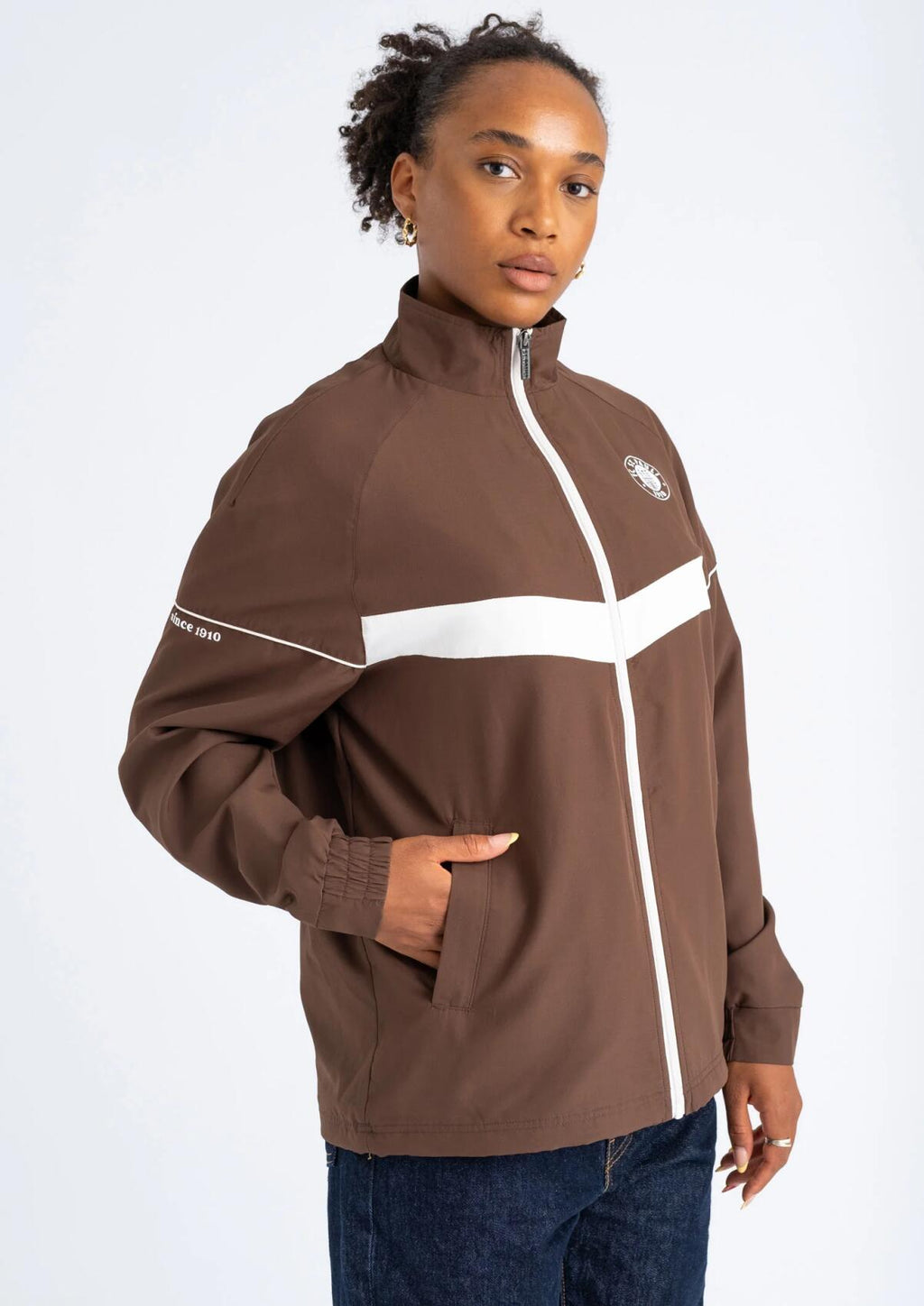 Trainingsjacke "Logo rot-braun"