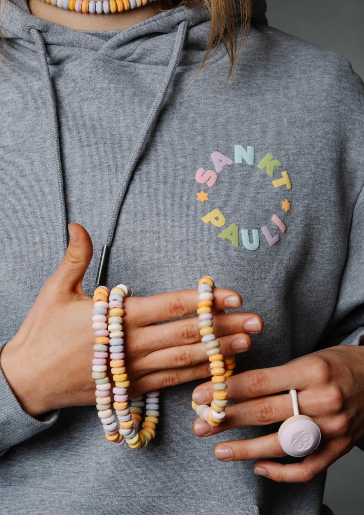 Kapuzenpullover Rainbow Circle - Grey Melange