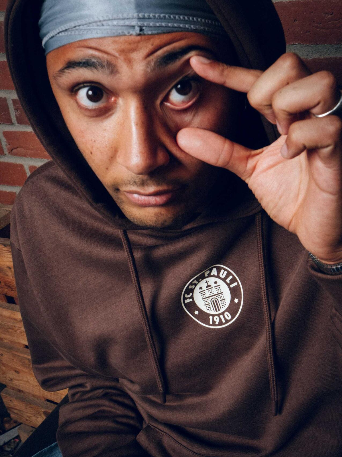 Kapuzenpullover "braun/ Off White"