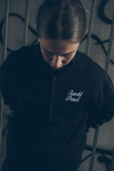 Zipped Sweater "Sankt Pauli Script Black"