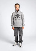 Kinder Kapuzenpullover Totenkopf Grau
