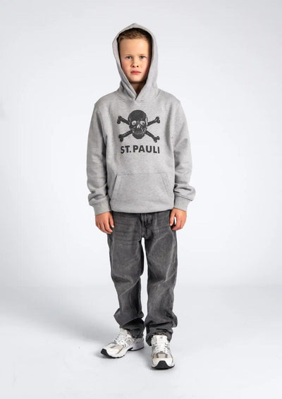 Kinder Kapuzenpullover Totenkopf Grau