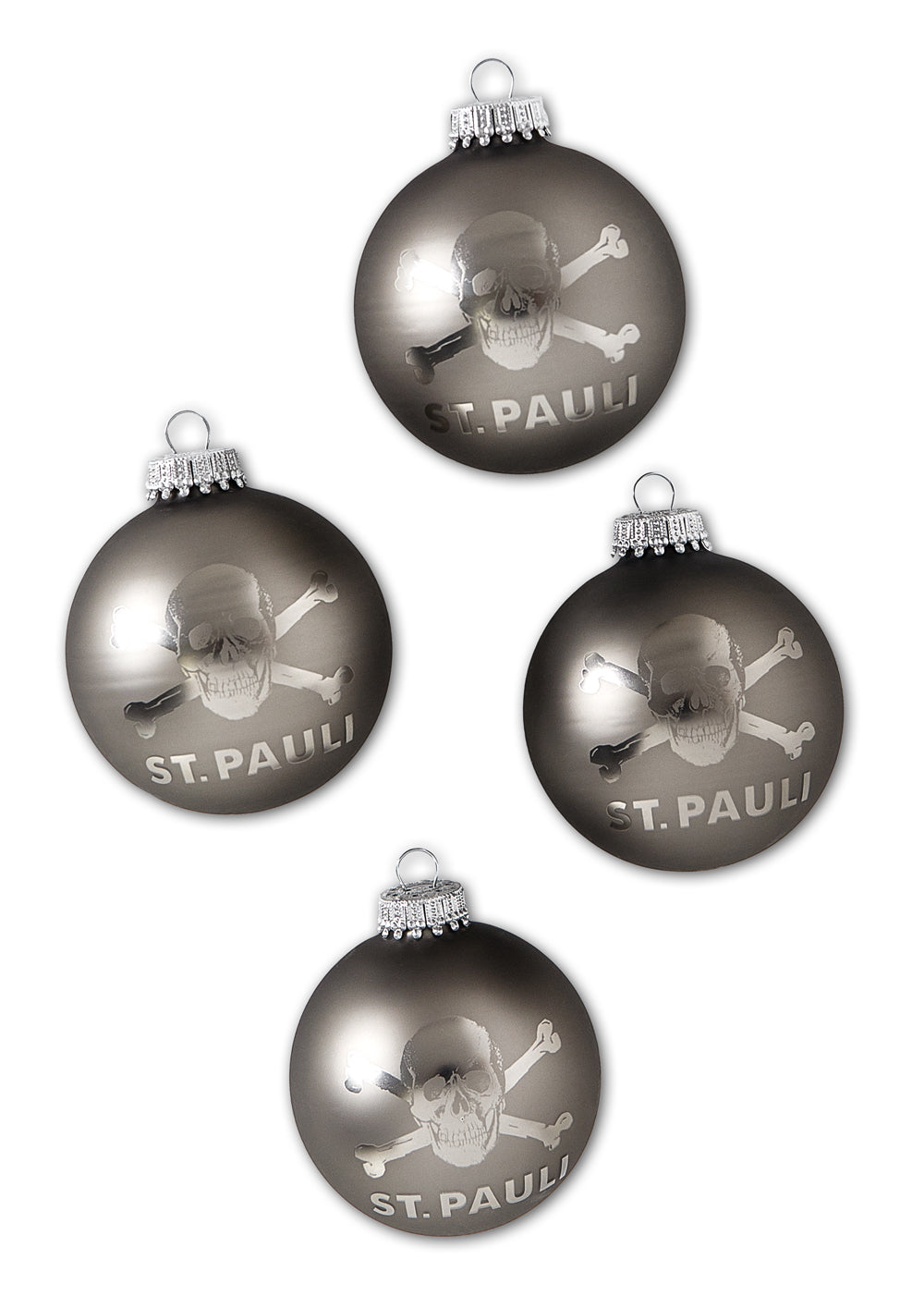 Christbaumkugel Totenkopf Grau 4er Set