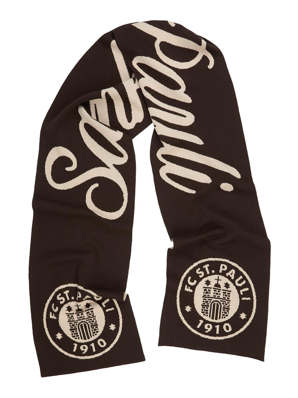 FC St. Pauli Strickschal – Sankt Pauli Script Dunkelbraun