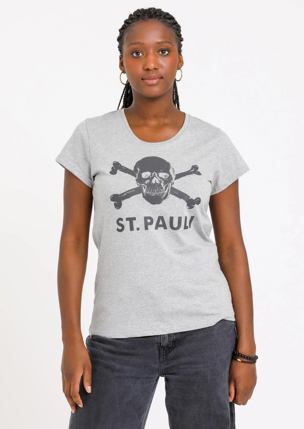 Frauen T-Shirt Totenkopf Grau - Gallery