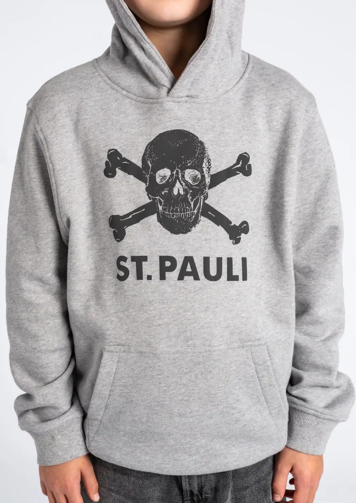 Kinder Kapuzenpullover Totenkopf Grau - Gallery