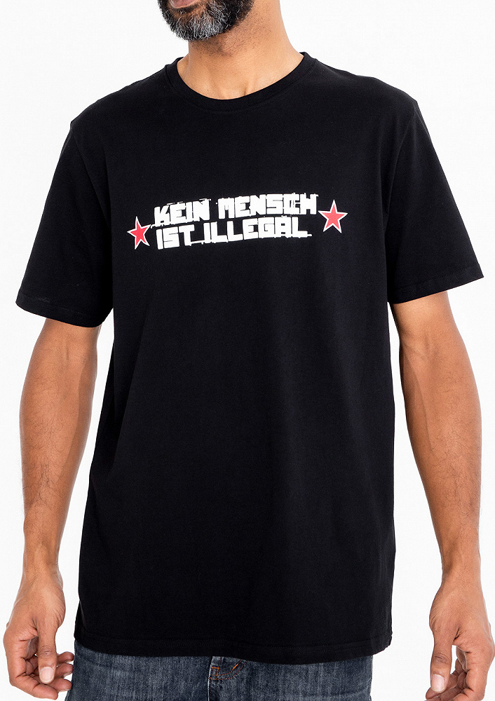 da uomo colore nero Pauli T-shirt con stampa logo Kein Mensch ist Illegal FC St
