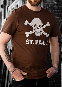 FC St Pauli T-shirt haut à manches courtes imprimé Peace Frieden Logo Olive Orange Homme Noir