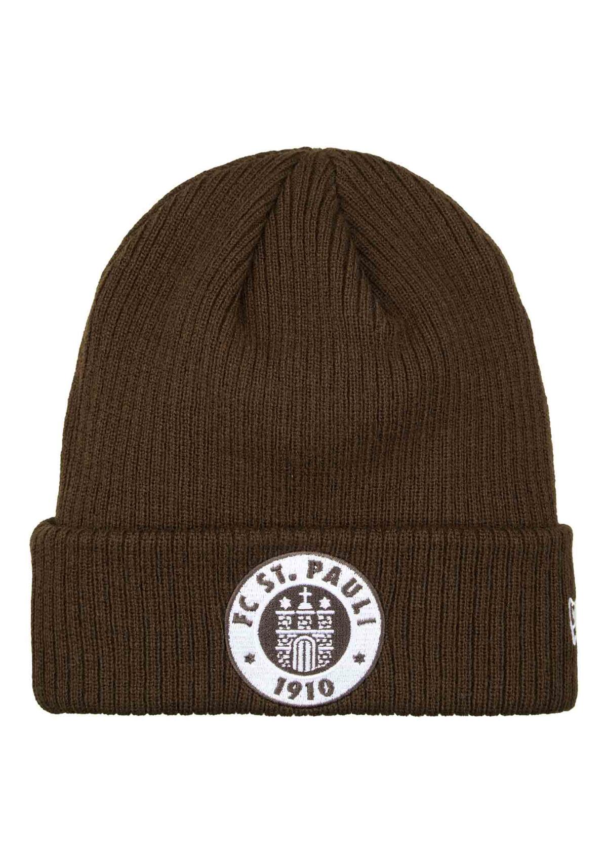 Beanie New Era Logo brown, ribbed
