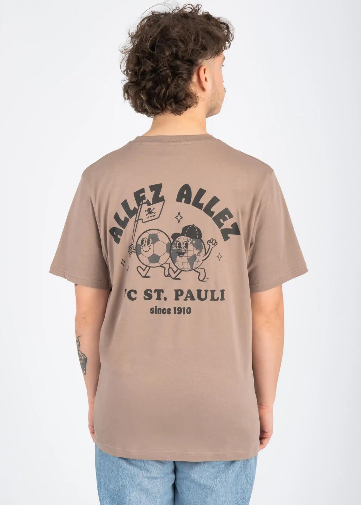 T-Shirt "Allez Allez" hellbraun/schwarz