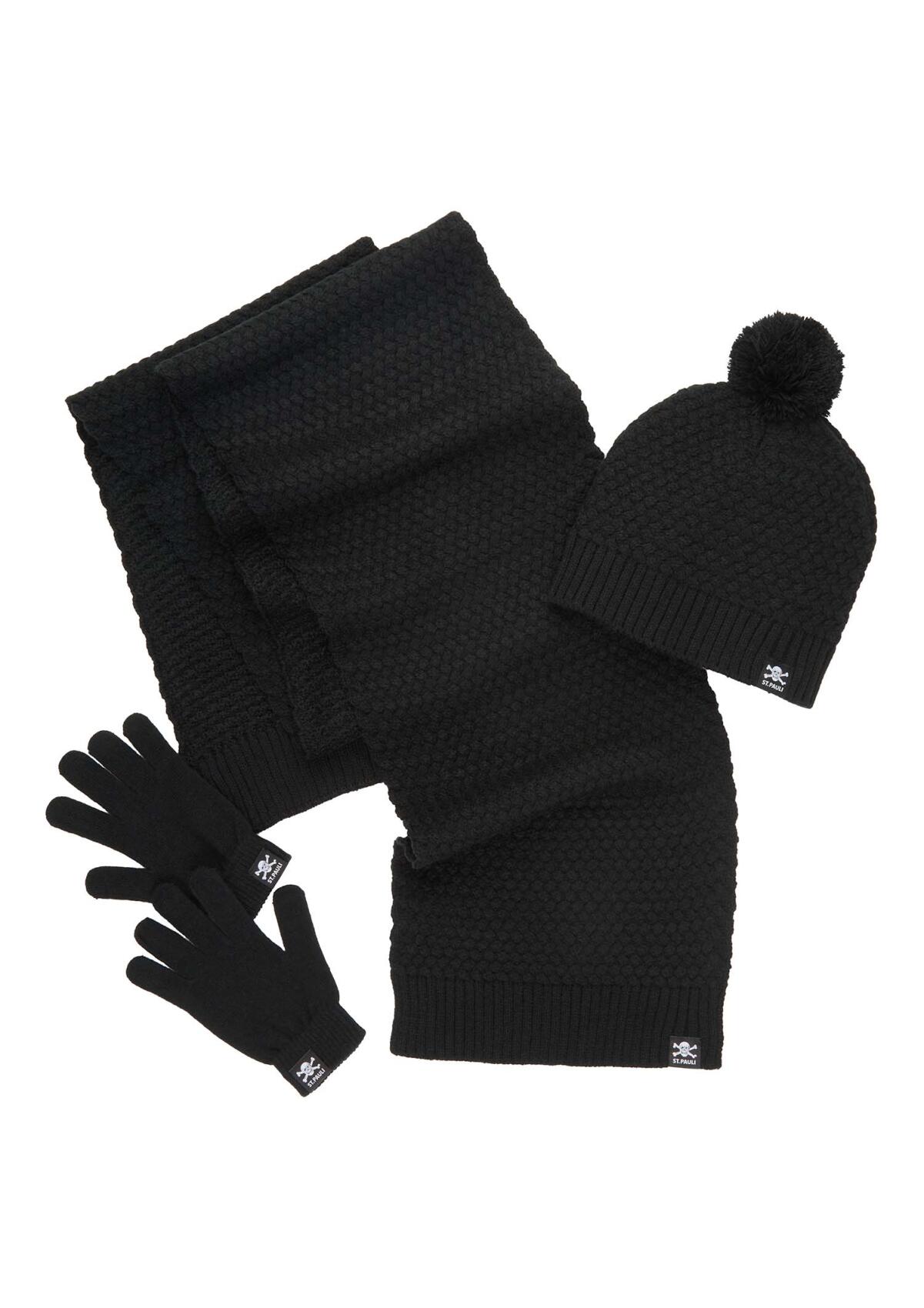 Mütze-Schal-Handschuhe-Set "Totenkopf"