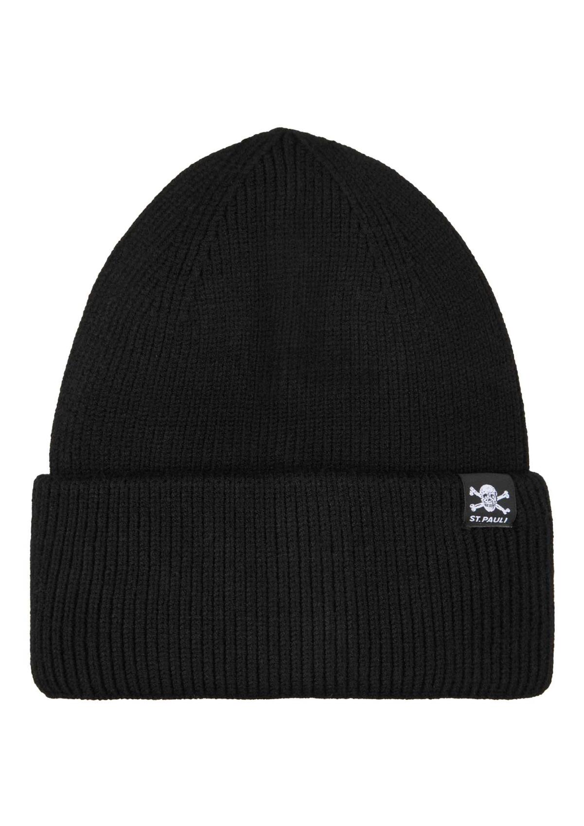 Mütze "Rippe Totenkopflabel" schwarz