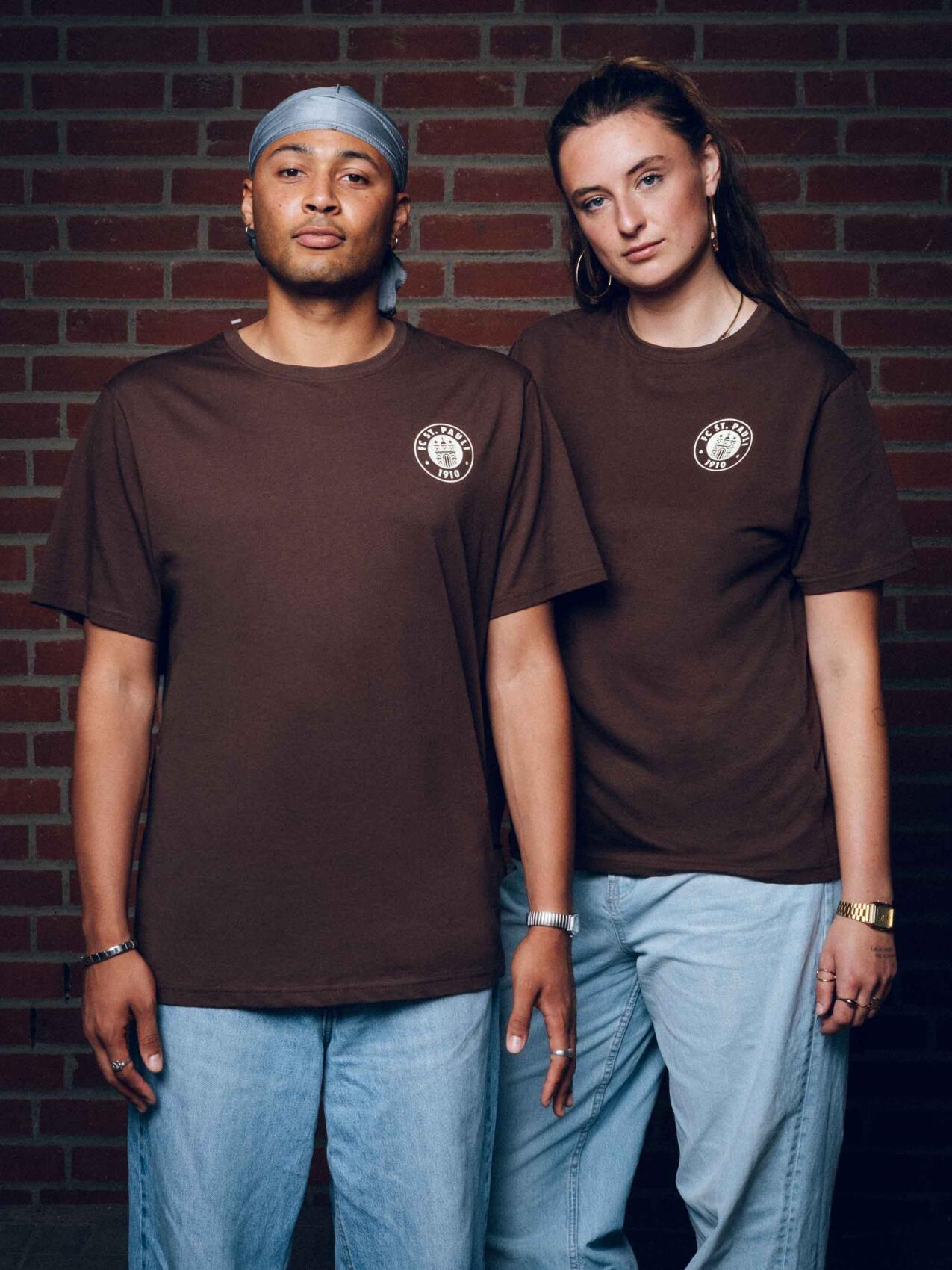 T-Shirt Logo"braun / off white"