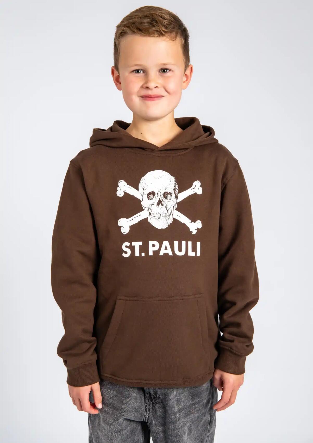 Kinder Kapuzenpullover Totenkopf Braun
