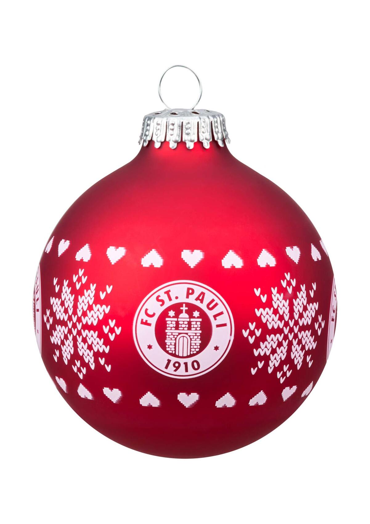 FC St. Pauli Weihnachtskugel rot mit Logo