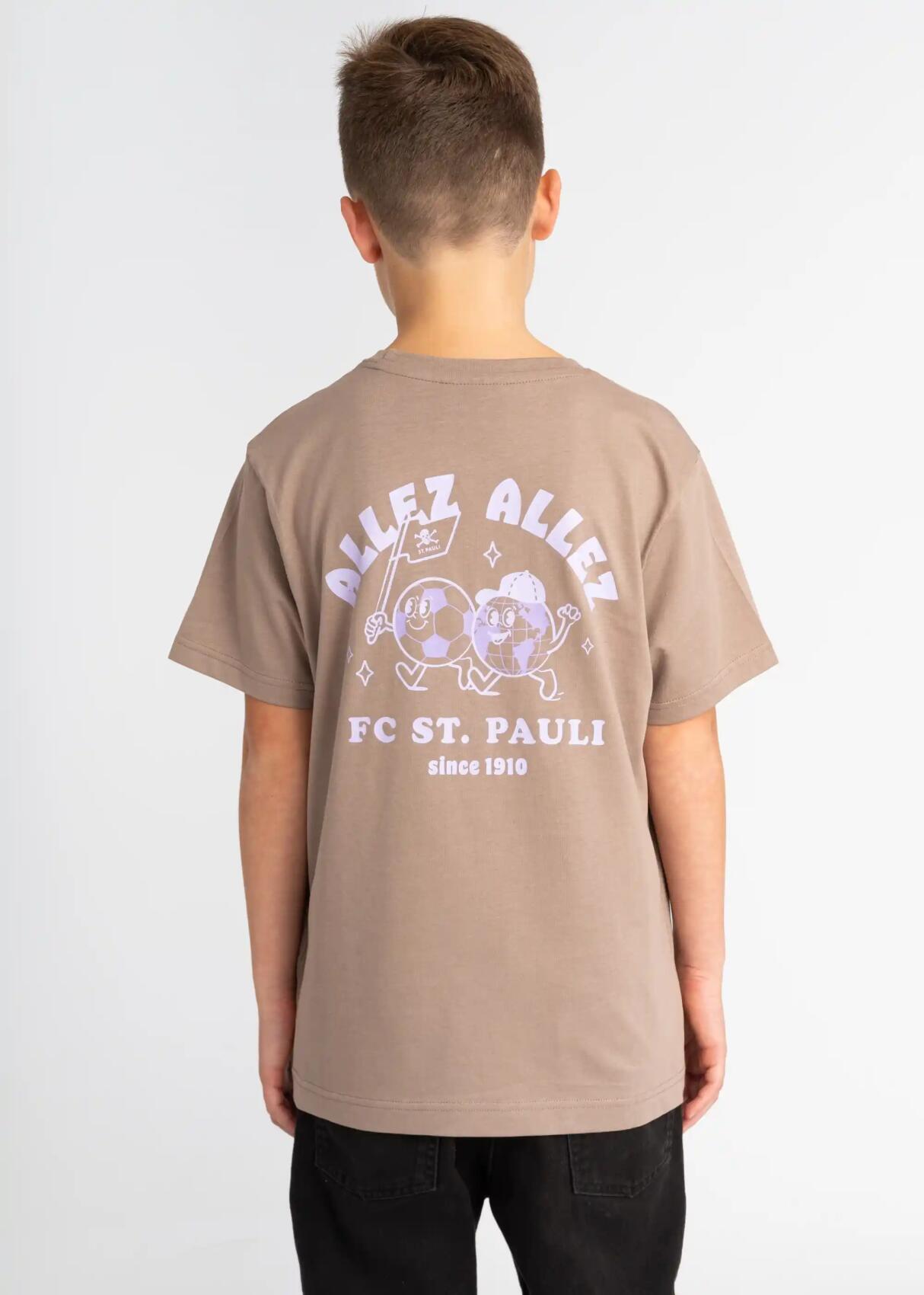 Kinder Tshirt "Allez Allez" hellbraun