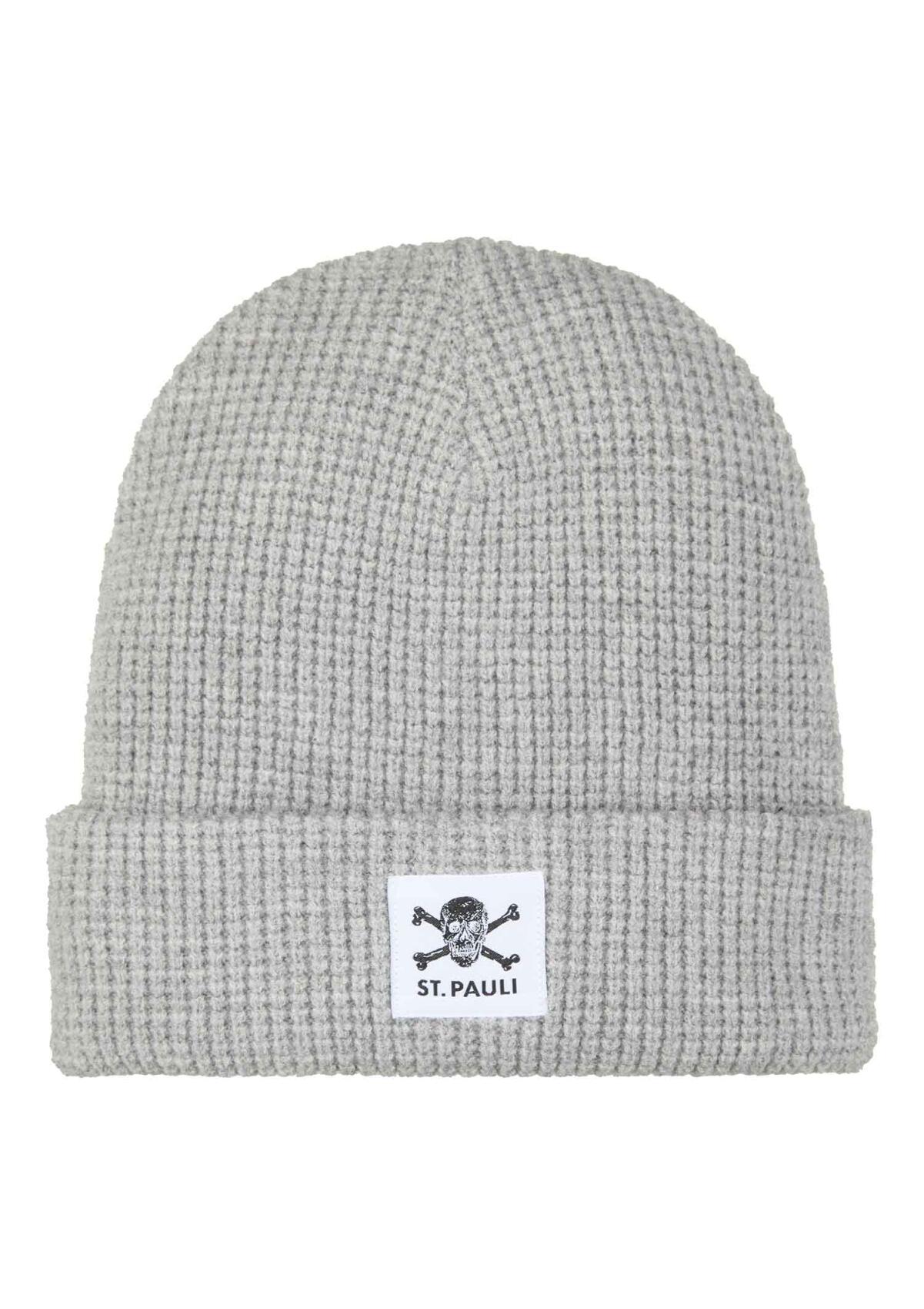 Mütze "Rippe Totenkopf Patch grau"