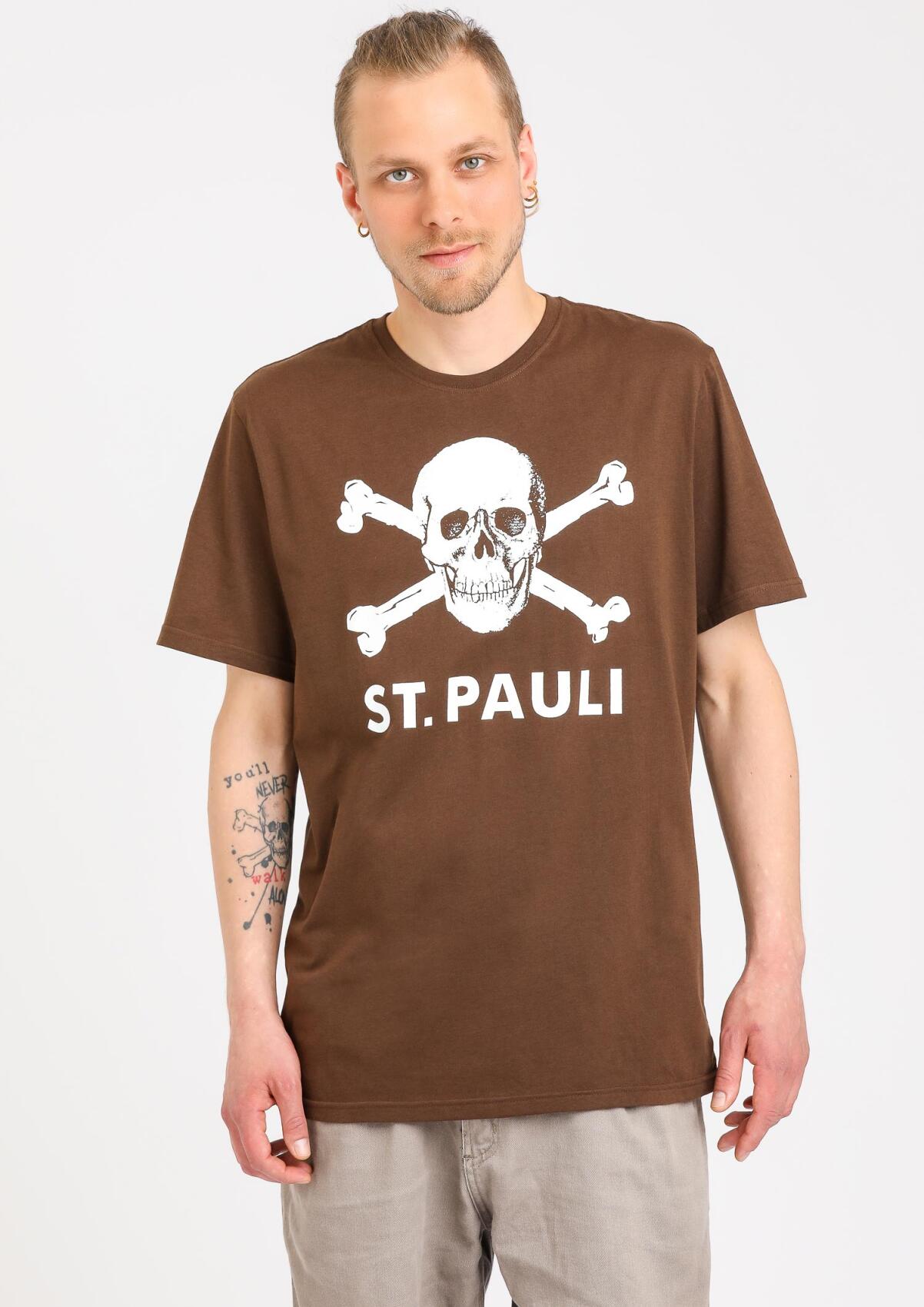 T-Shirt Totenkopf braun
