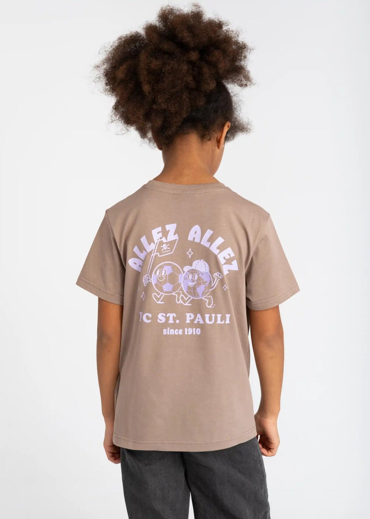 Kinder Tshirt "Allez Allez" hellbraun