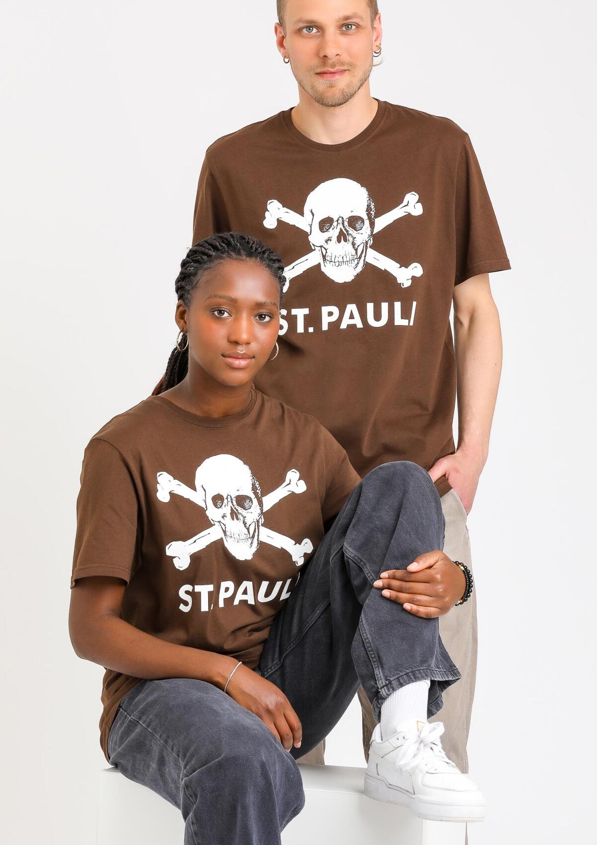 T-Shirt Totenkopf braun