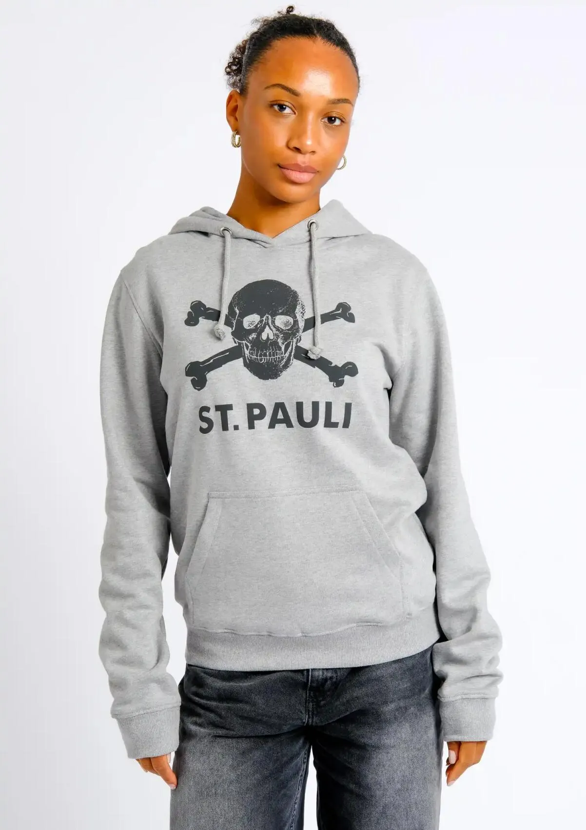 Kapuzenpullover - tailliert "Totenkopf Grau"