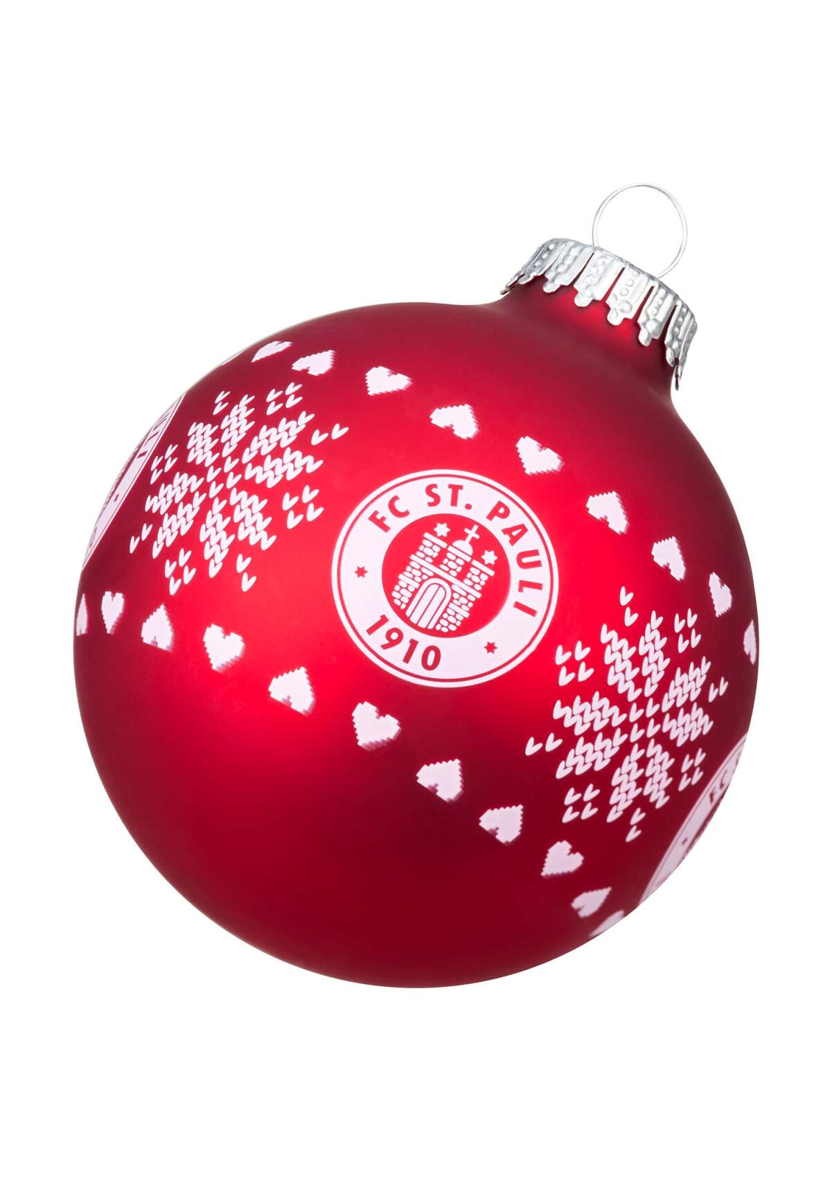 FC St. Pauli Weihnachtskugel rot mit Logo
