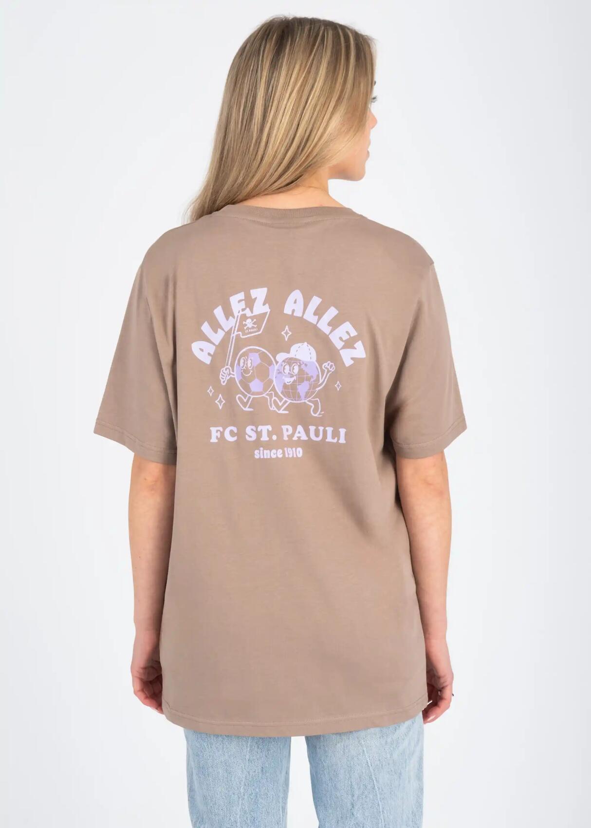 T-Shirt "Allez Allez" hellbraun/lila