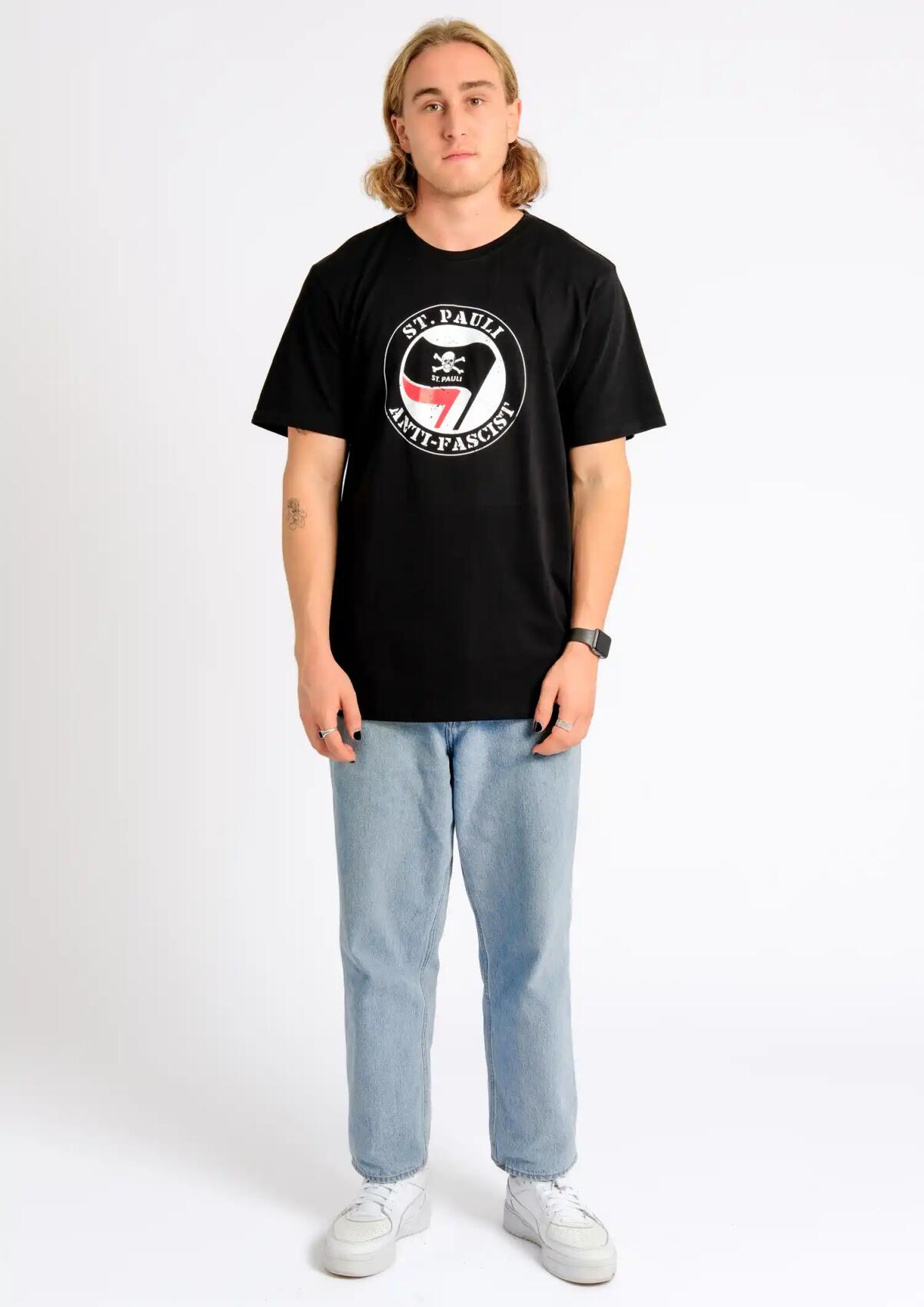 T-Shirt Anti Fascist - Schwarz