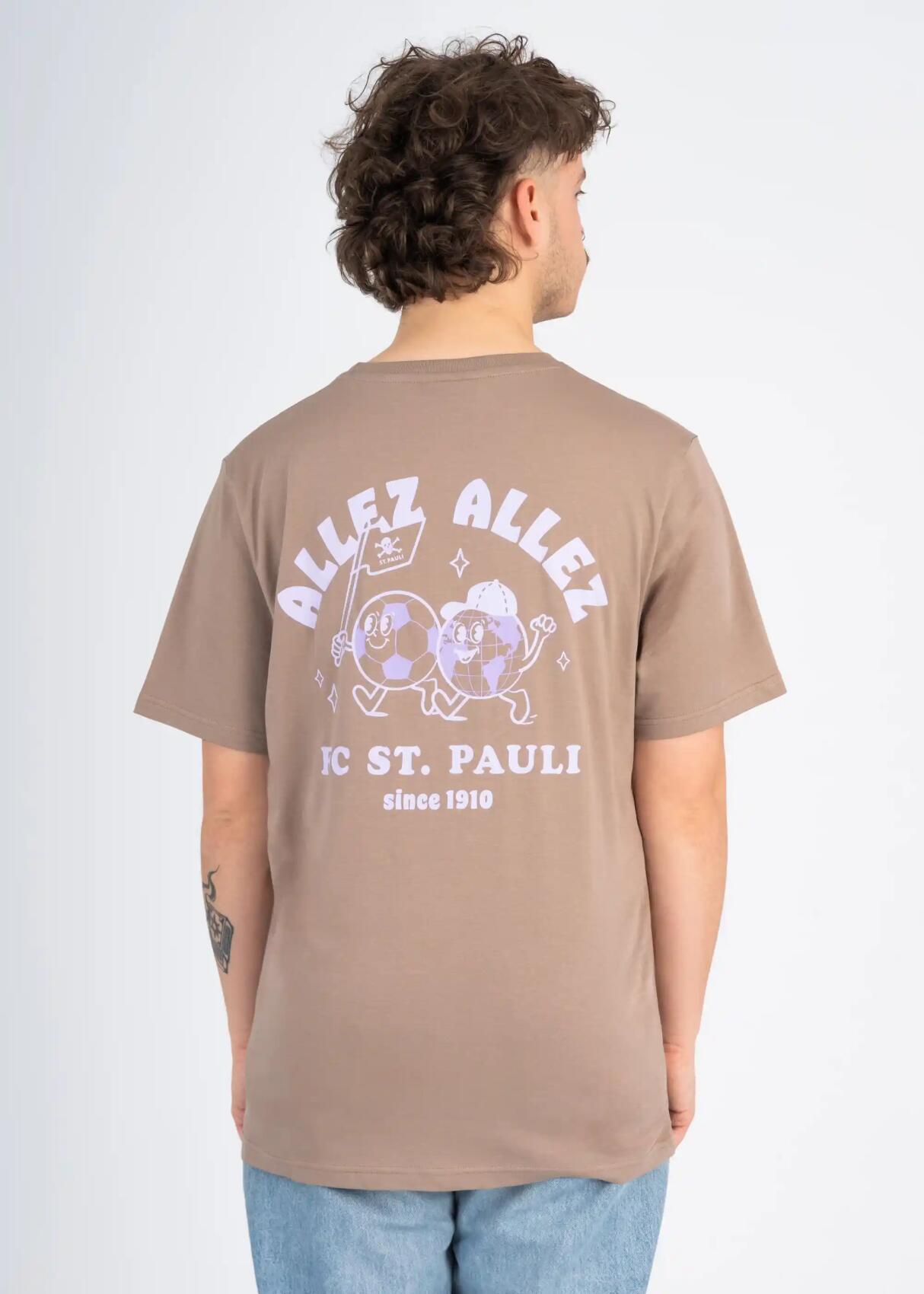T-Shirt "Allez Allez" hellbraun/lila
